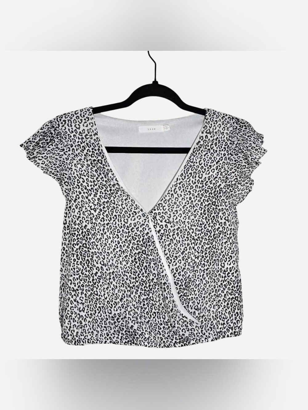Women’s Black & White Leopard Wrap Top